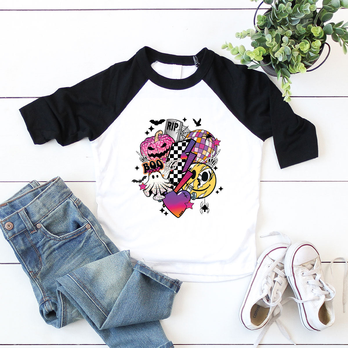Retro Halloween Shirt, Spooky Pumpkin Shirt, Cool Checkered Outfit