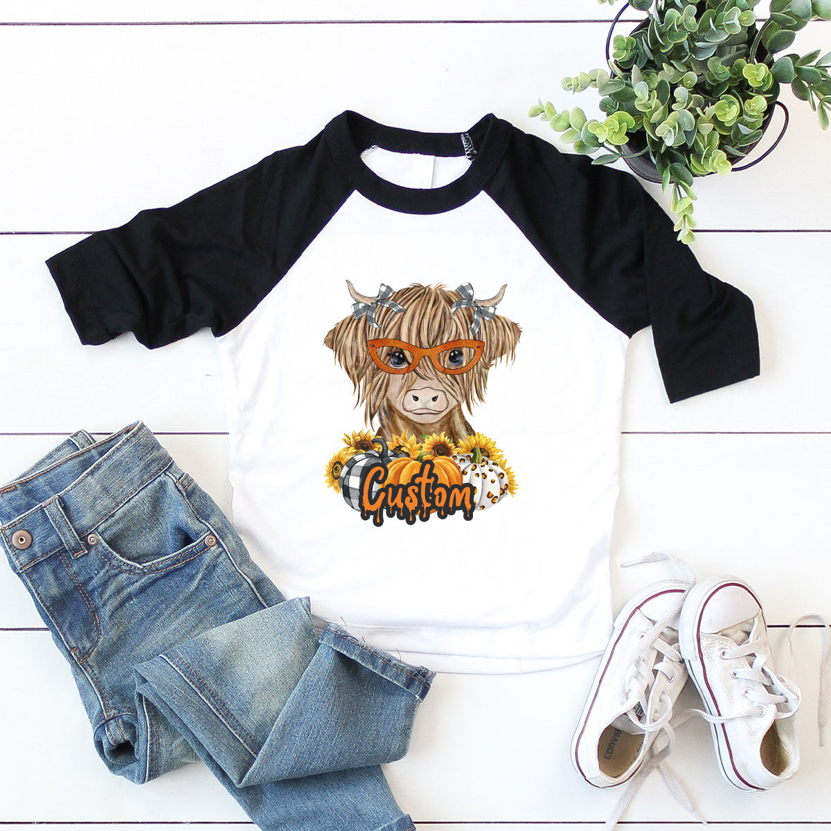 Custom Cow Shirt, Fall Graphic Tees, Personalized Farmer Gifts, Customized Pumpkin T-Shirt, Kids Farm Clothing, Thanksgiving Vneck Tshirt