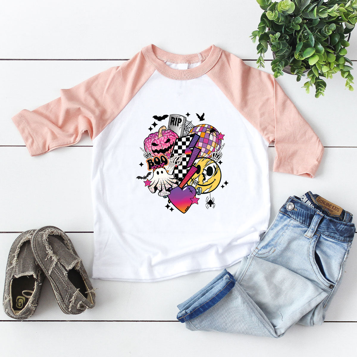Retro Halloween Shirt, Spooky Pumpkin Shirt, Cool Checkered Outfit