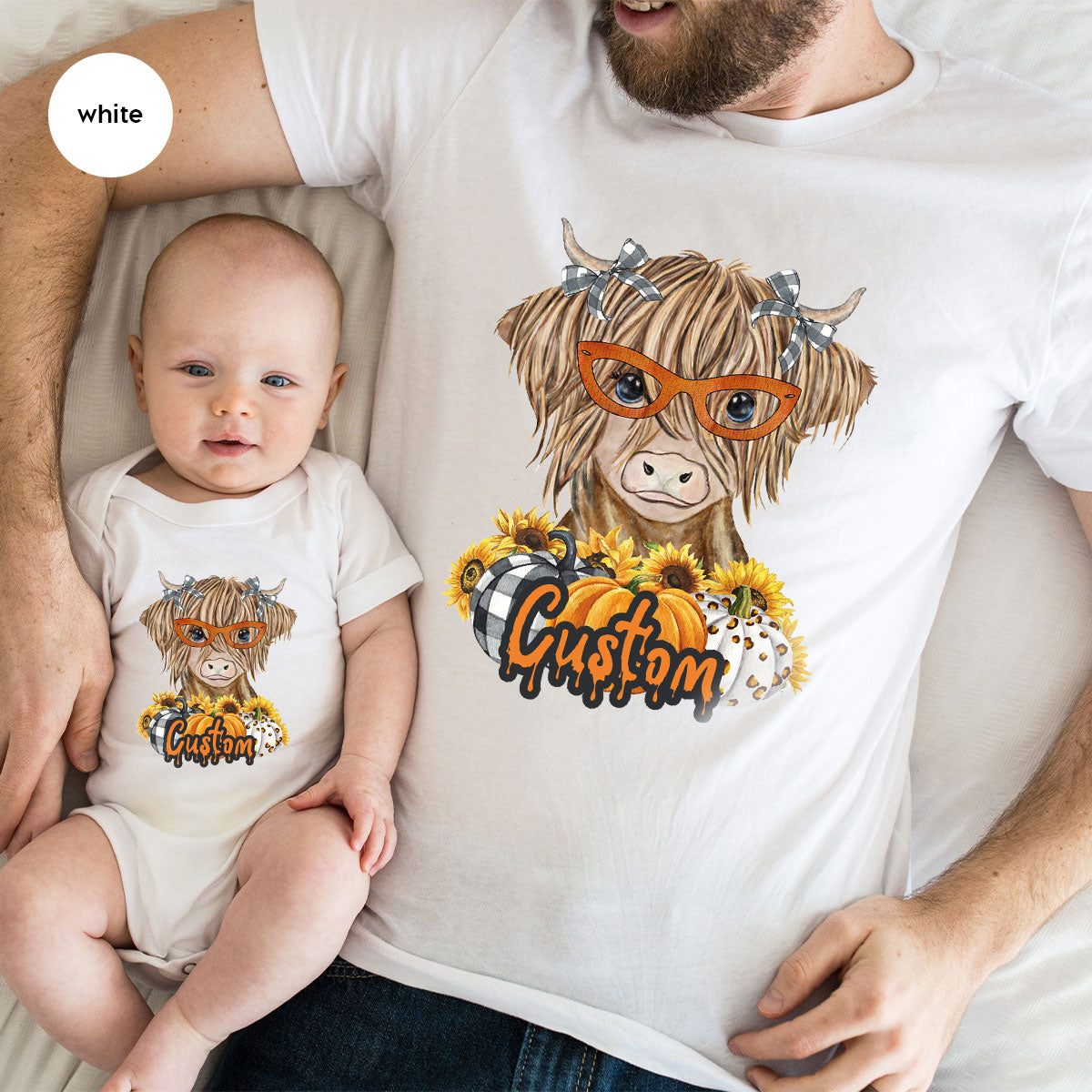 Custom Cow Shirt, Fall Graphic Tees, Personalized Farmer Gifts, Customized Pumpkin T-Shirt, Kids Farm Clothing, Thanksgiving Vneck Tshirt