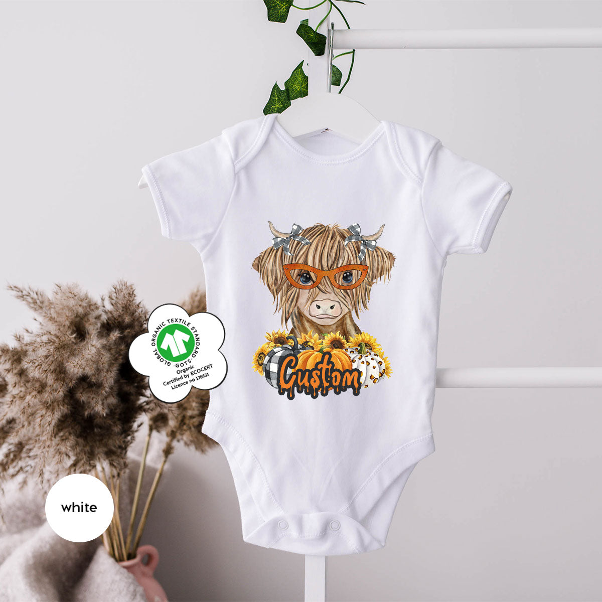 Custom Cow Shirt, Fall Graphic Tees, Personalized Farmer Gifts, Customized Pumpkin T-Shirt, Kids Farm Clothing, Thanksgiving Vneck Tshirt