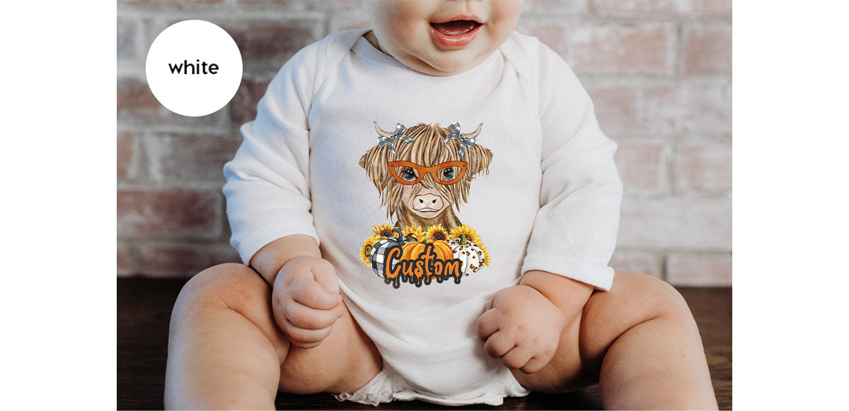 Custom Cow Shirt, Fall Graphic Tees, Personalized Farmer Gifts, Customized Pumpkin T-Shirt, Kids Farm Clothing, Thanksgiving Vneck Tshirt