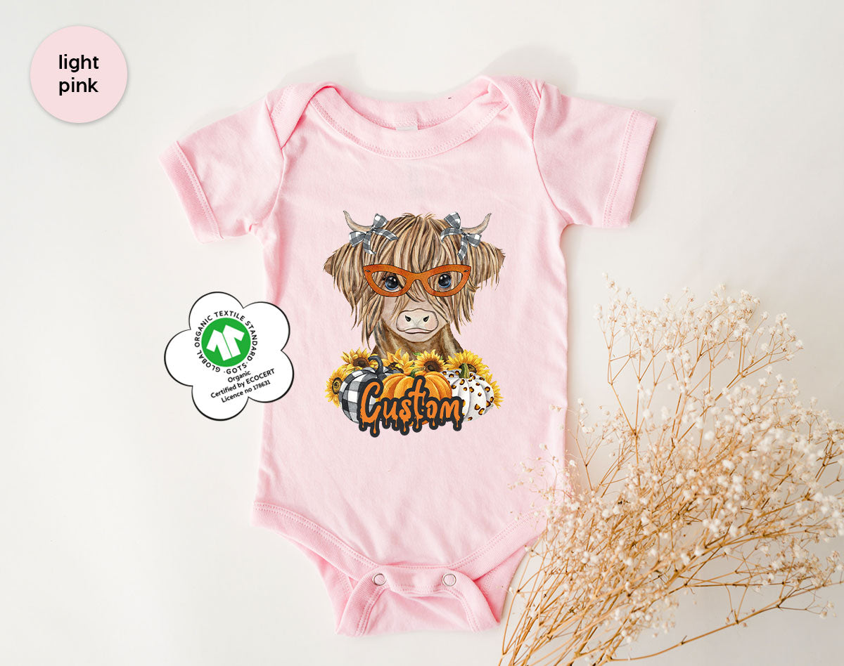 Custom Cow Shirt, Fall Graphic Tees, Personalized Farmer Gifts, Customized Pumpkin T-Shirt, Kids Farm Clothing, Thanksgiving Vneck Tshirt