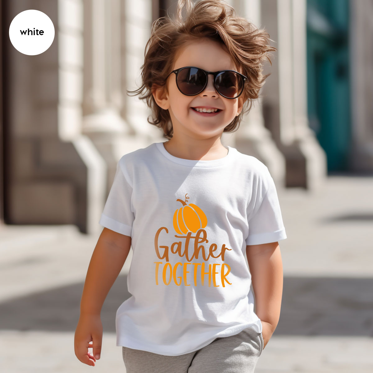 Fall Crewneck Sweatshirt, Thanksgiving Family Outfits, Pumpkin Graphic Tees, Autumn Clothing, Thankful Toddler Tshirt, Gather Together Shirt