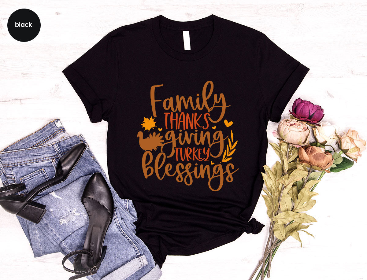 Family Thanksgiving Shirts, Gifts for Family, Autumn Crewneck Sweatshirt, Matching Family TShirts, Fall Vneck Tshirt, Turkey Graphic Tees