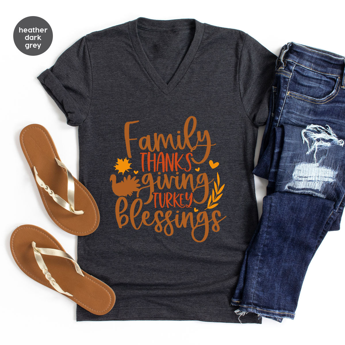 Family Thanksgiving Shirts, Gifts for Family, Autumn Crewneck Sweatshirt, Matching Family TShirts, Fall Vneck Tshirt, Turkey Graphic Tees