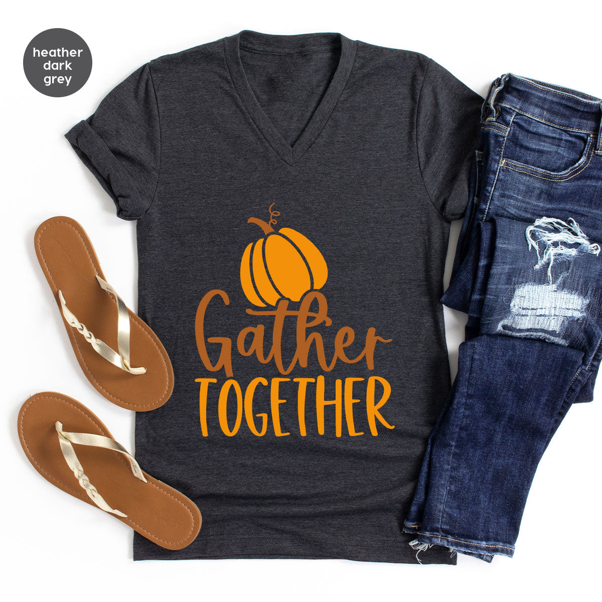 Fall Crewneck Sweatshirt, Thanksgiving Family Outfits, Pumpkin Graphic Tees, Autumn Clothing, Thankful Toddler Tshirt, Gather Together Shirt