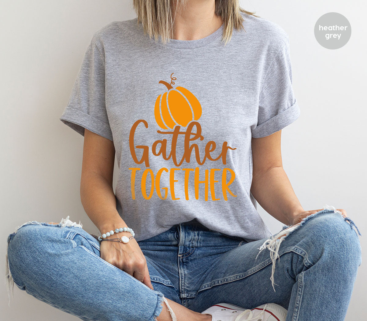 Fall Crewneck Sweatshirt, Thanksgiving Family Outfits, Pumpkin Graphic Tees, Autumn Clothing, Thankful Toddler Tshirt, Gather Together Shirt