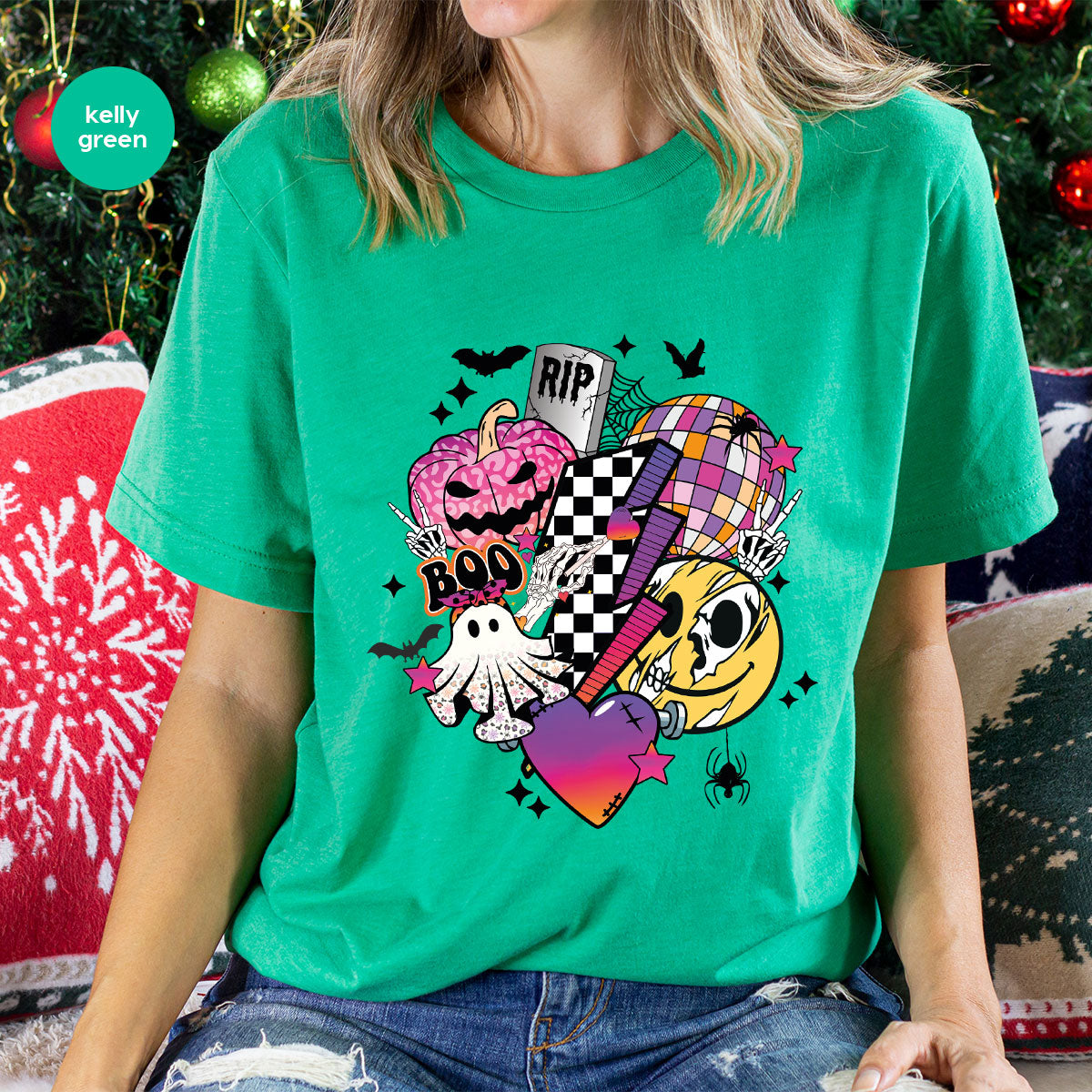 Retro Halloween Shirt, Spooky Pumpkin Shirt, Cool Checkered Outfit