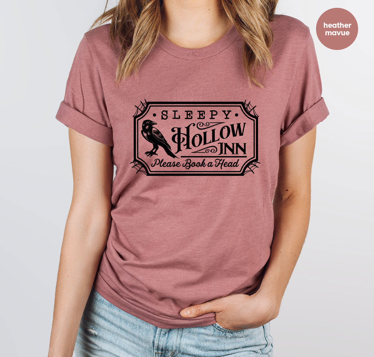 Halloween Crewneck Sweatshirt, Crow Graphic Tees, Gift for Him, Cool Movie T-Shirt, Gift for Her, Spooky Season Party VNeck Shirt