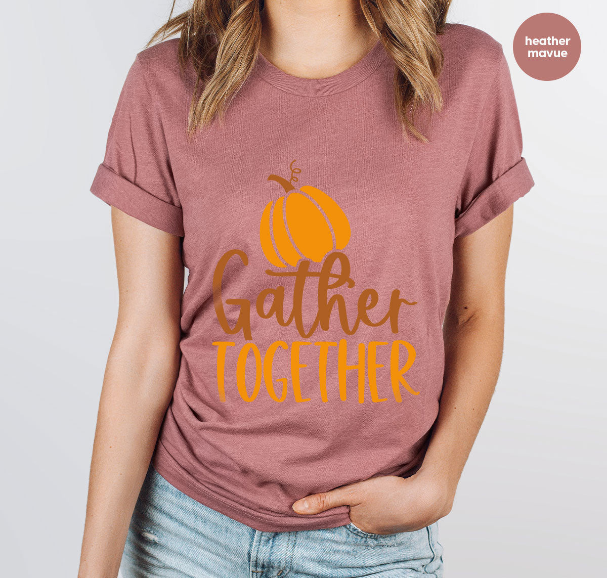 Fall Crewneck Sweatshirt, Thanksgiving Family Outfits, Pumpkin Graphic Tees, Autumn Clothing, Thankful Toddler Tshirt, Gather Together Shirt