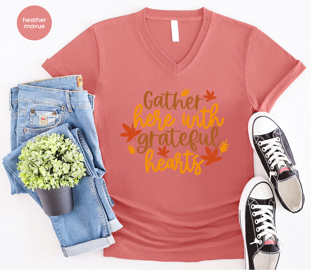 Fall Leaves Graphic Tees, Autumn Crewneck Sweatshirt, Fall Gifts, Happy Thanksgiving Clothing, Thankful T-Shirt, Matching Family Shirt