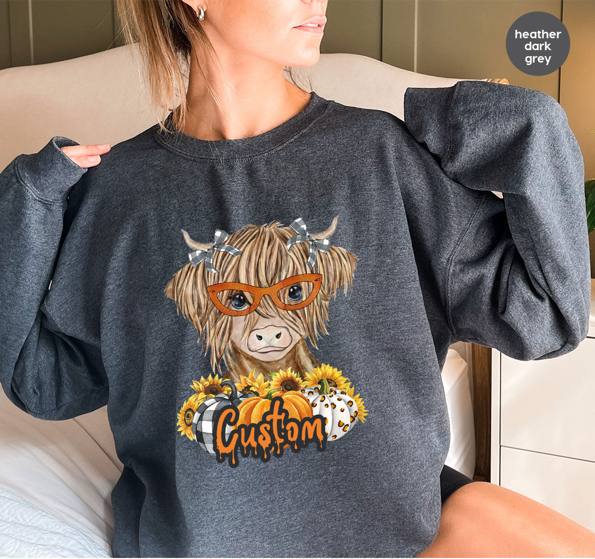 Custom Cow Shirt, Fall Graphic Tees, Personalized Farmer Gifts, Customized Pumpkin T-Shirt, Kids Farm Clothing, Thanksgiving Vneck Tshirt