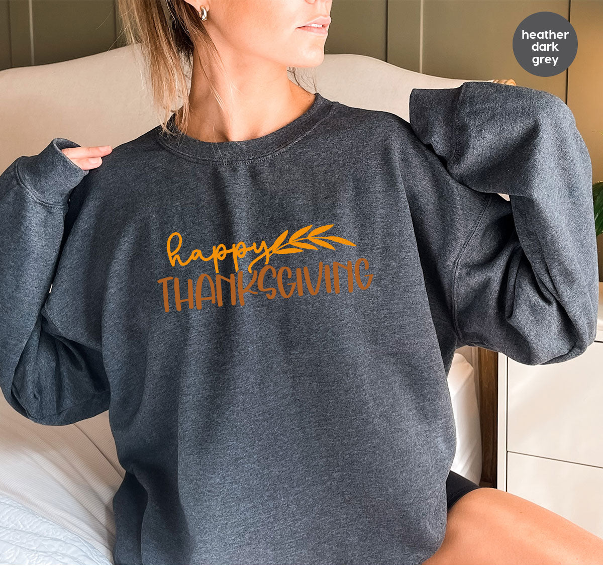 Happy Thanksgiving Shirt, Fall Crewneck Sweatshirt, Family Gifts, Matching Family TShirts, Autumn Vneck Tshirt, Leaves Graphic Tees