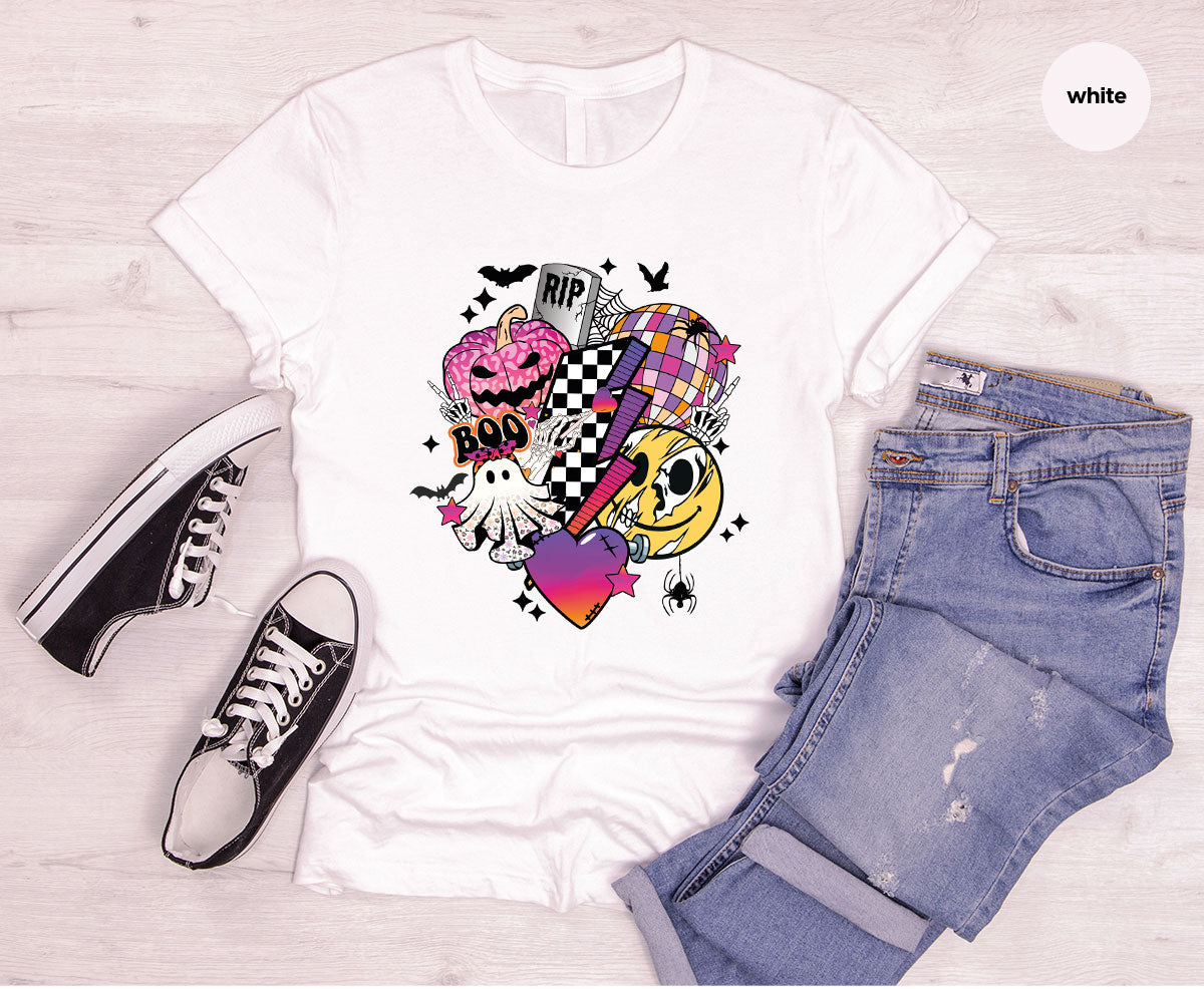 Retro Halloween Shirt, Spooky Pumpkin Shirt, Cool Checkered Outfit