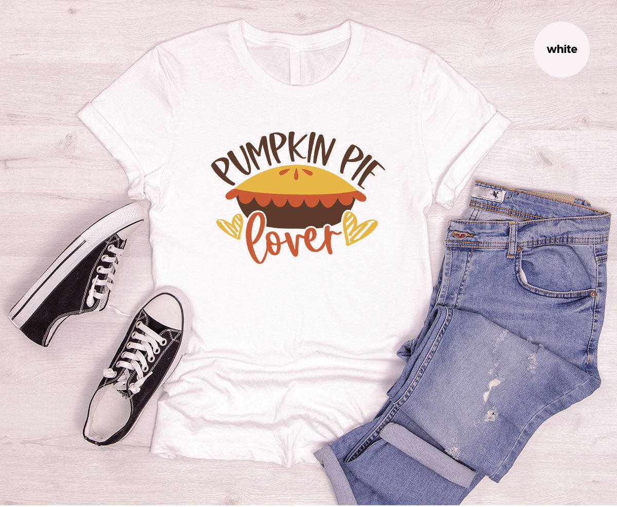 Kids Thanksgiving Shirts, Pumpkin Pie Graphic Tees, Gift for Her, Fall Crewneck Sweatshirt, Cute Toddler Clothes, Autumn Vneck T-Shirt