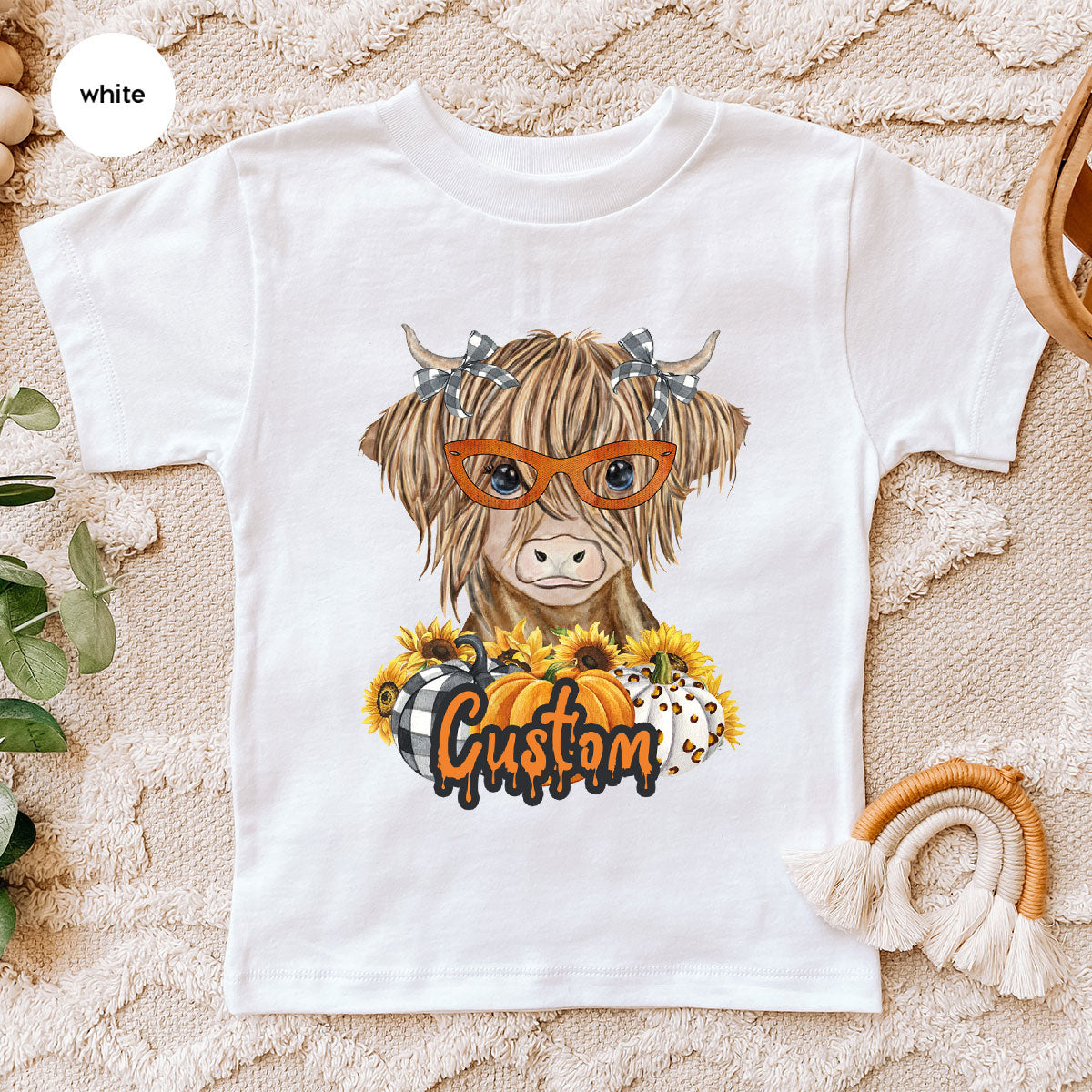 Custom Cow Shirt, Fall Graphic Tees, Personalized Farmer Gifts, Customized Pumpkin T-Shirt, Kids Farm Clothing, Thanksgiving Vneck Tshirt