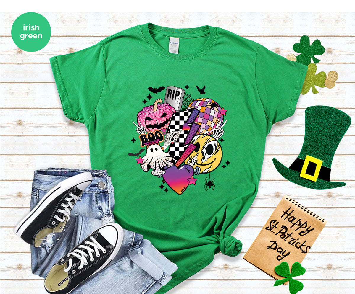 Retro Halloween Shirt, Spooky Pumpkin Shirt, Cool Checkered Outfit