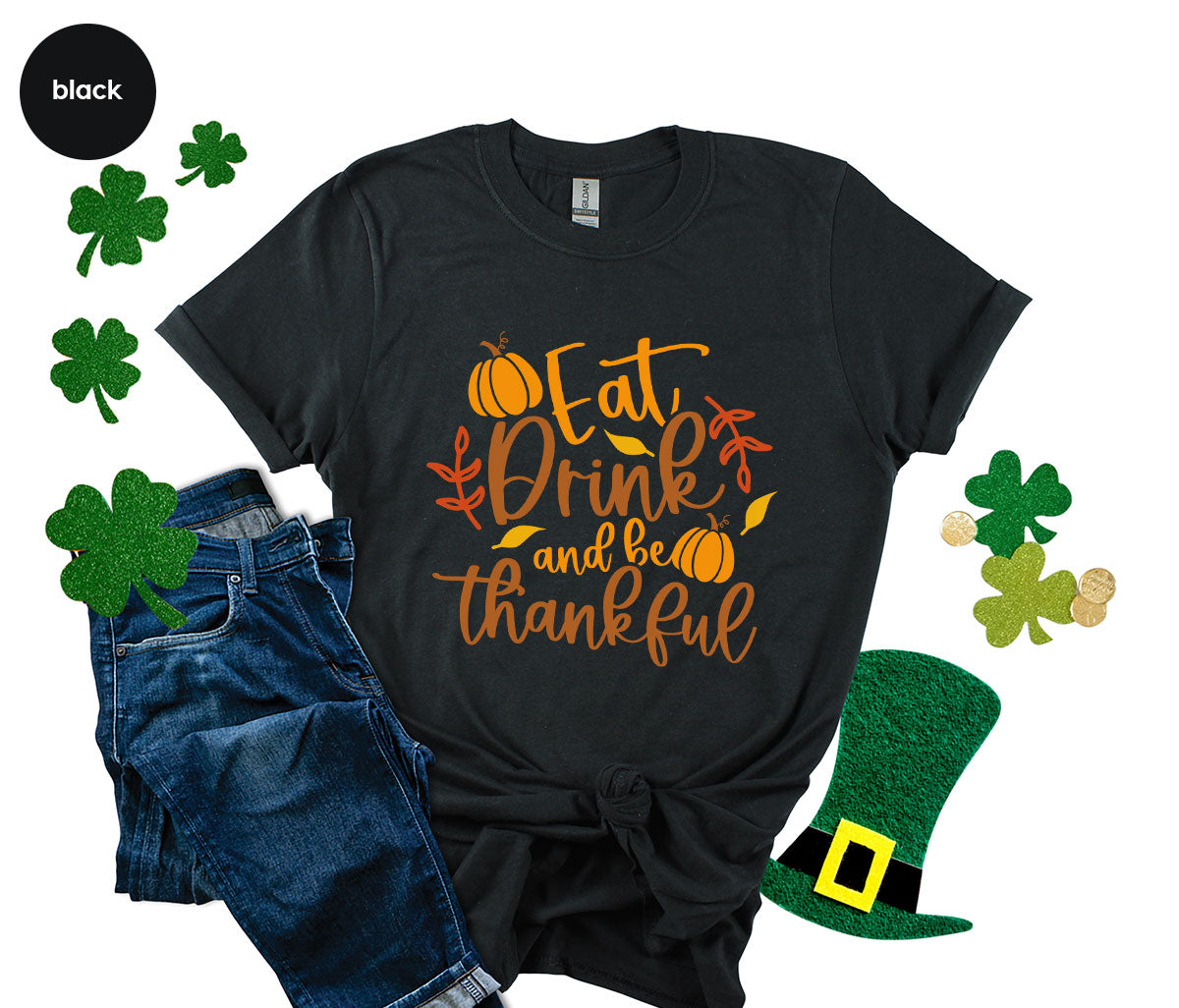 Cute Pumpkin T-Shirt, Fall Graphic Tees, Thankful Gifts, Thanksgiving Outfits, Autumn Crewneck Sweatshirt, Fall Leaves Vneck Shirt