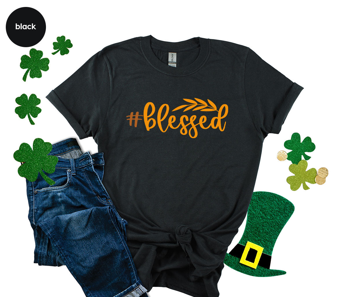 Cute Blessed T-Shirt, Fall Leaves Graphic Tees, Gift for Her, Womens Autumn Clothing, Thanksgiving Sweatshirt, Girls Vneck Tshirts