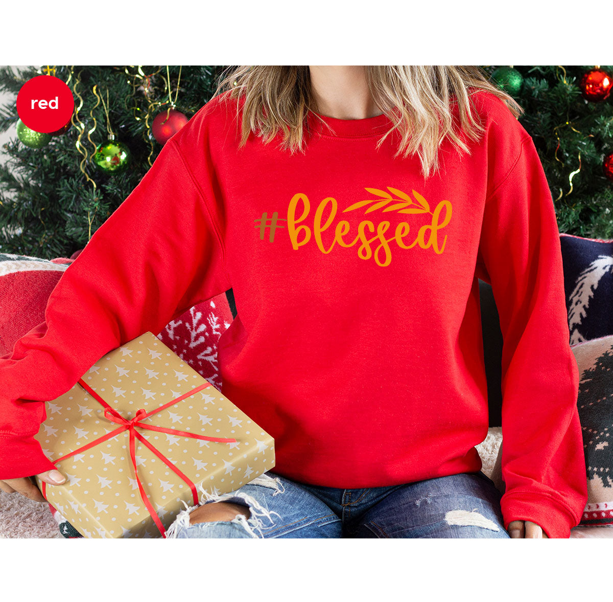 Cute Blessed T-Shirt, Fall Leaves Graphic Tees, Gift for Her, Womens Autumn Clothing, Thanksgiving Sweatshirt, Girls Vneck Tshirts