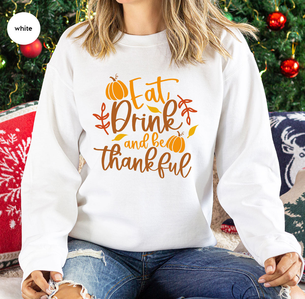 Cute Pumpkin T-Shirt, Fall Graphic Tees, Thankful Gifts, Thanksgiving Outfits, Autumn Crewneck Sweatshirt, Fall Leaves Vneck Shirt