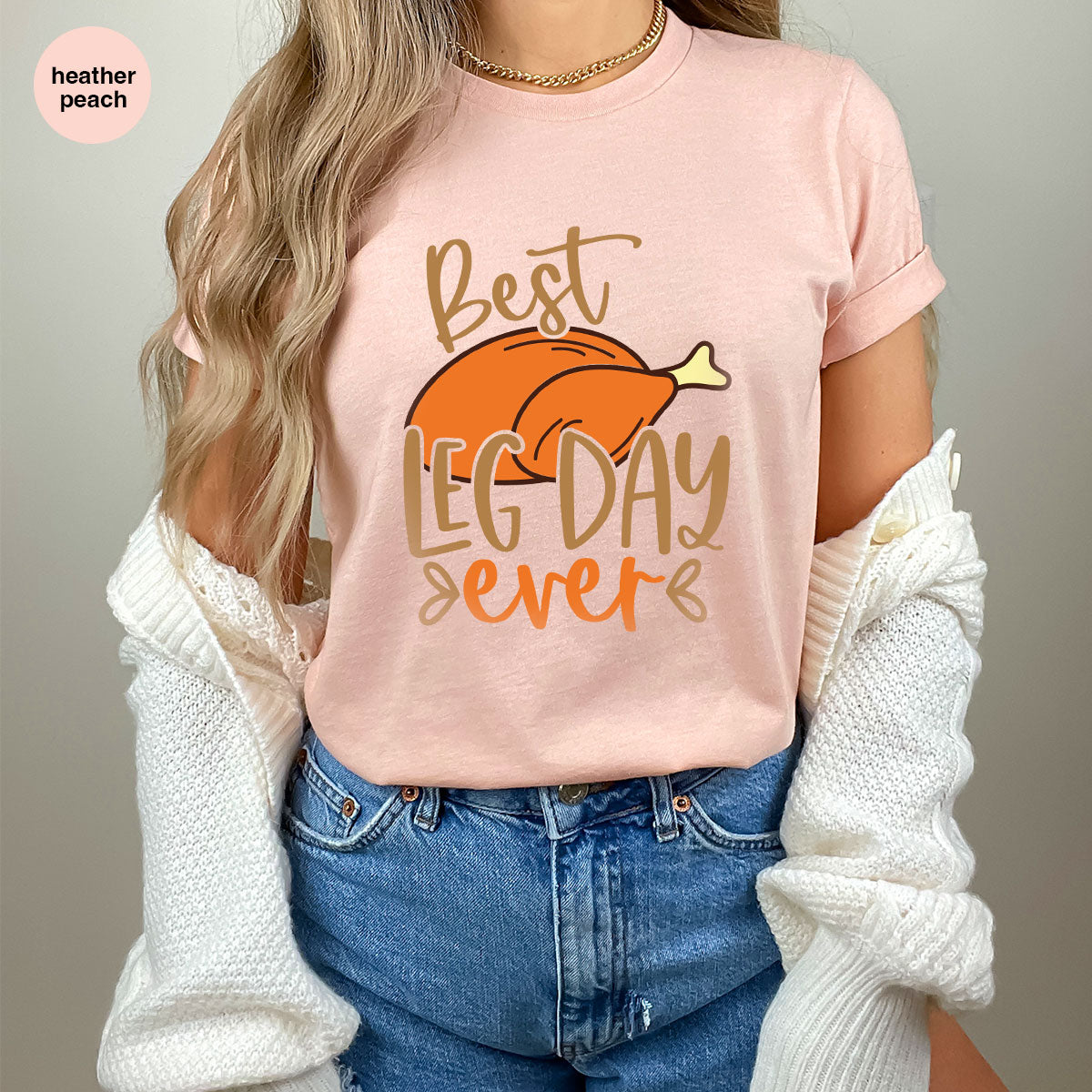 Funny Thanksgiving Shirts, Turkey Graphic Tees, Fall Crewneck Sweatshirt, Autumn Outfit, Matching Family TShirts, Best Leg Day Ever T-Shirt