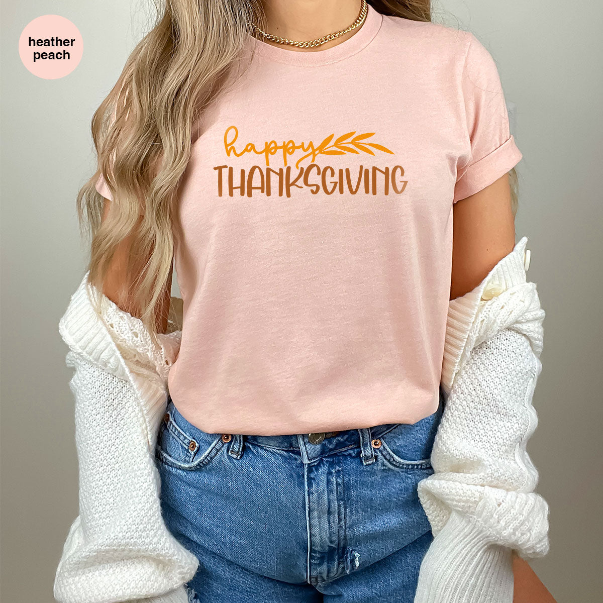 Happy Thanksgiving Shirt, Fall Crewneck Sweatshirt, Family Gifts, Matching Family TShirts, Autumn Vneck Tshirt, Leaves Graphic Tees