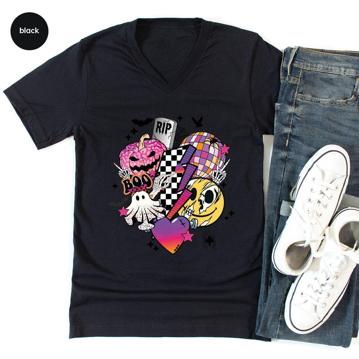 Retro Halloween Shirt, Spooky Pumpkin Shirt, Cool Checkered Outfit