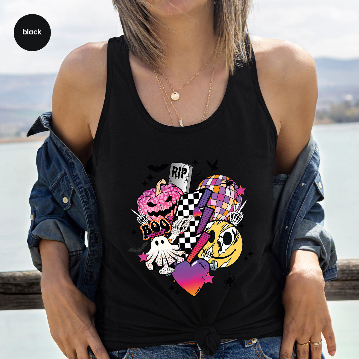 Retro Halloween Shirt, Spooky Pumpkin Shirt, Cool Checkered Outfit