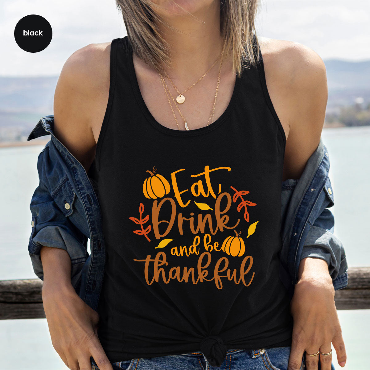 Cute Pumpkin T-Shirt, Fall Graphic Tees, Thankful Gifts, Thanksgiving Outfits, Autumn Crewneck Sweatshirt, Fall Leaves Vneck Shirt