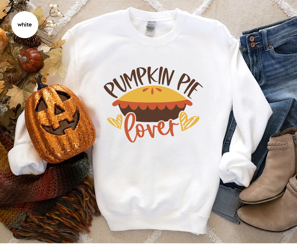 Kids Thanksgiving Shirts, Pumpkin Pie Graphic Tees, Gift for Her, Fall Crewneck Sweatshirt, Cute Toddler Clothes, Autumn Vneck T-Shirt