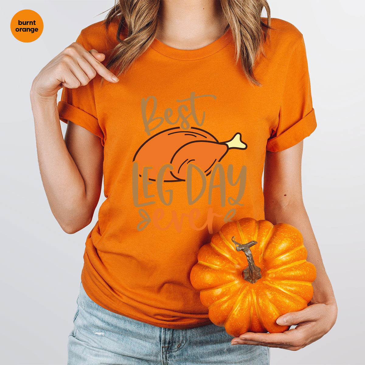 Funny Thanksgiving Shirts, Turkey Graphic Tees, Fall Crewneck Sweatshirt, Autumn Outfit, Matching Family TShirts, Best Leg Day Ever T-Shirt