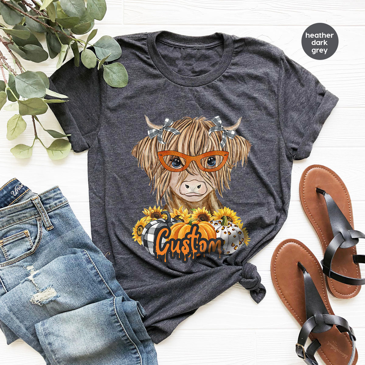 Custom Cow Shirt, Fall Graphic Tees, Personalized Farmer Gifts, Customized Pumpkin T-Shirt, Kids Farm Clothing, Thanksgiving Vneck Tshirt