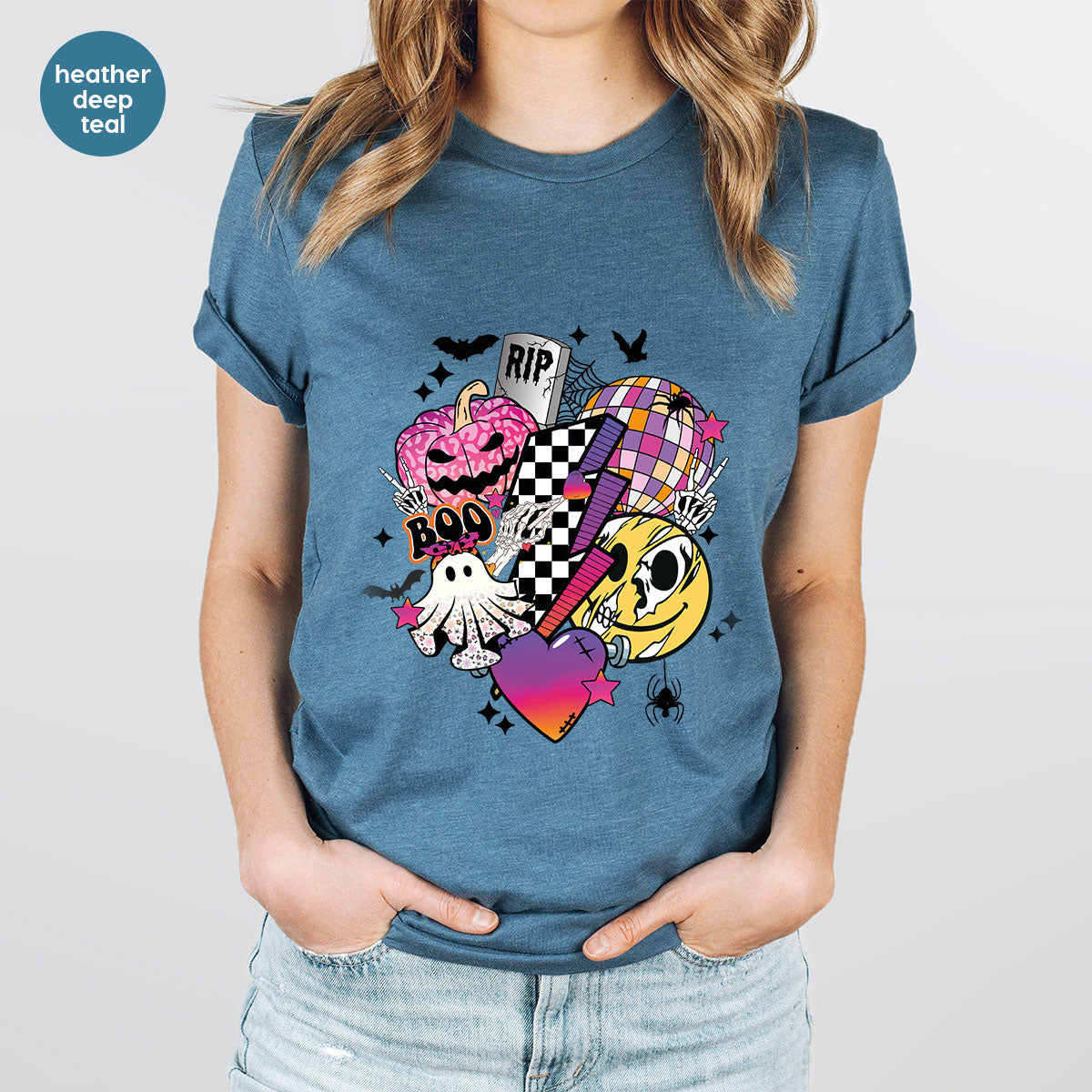 Retro Halloween Shirt, Spooky Pumpkin Shirt, Cool Checkered Outfit