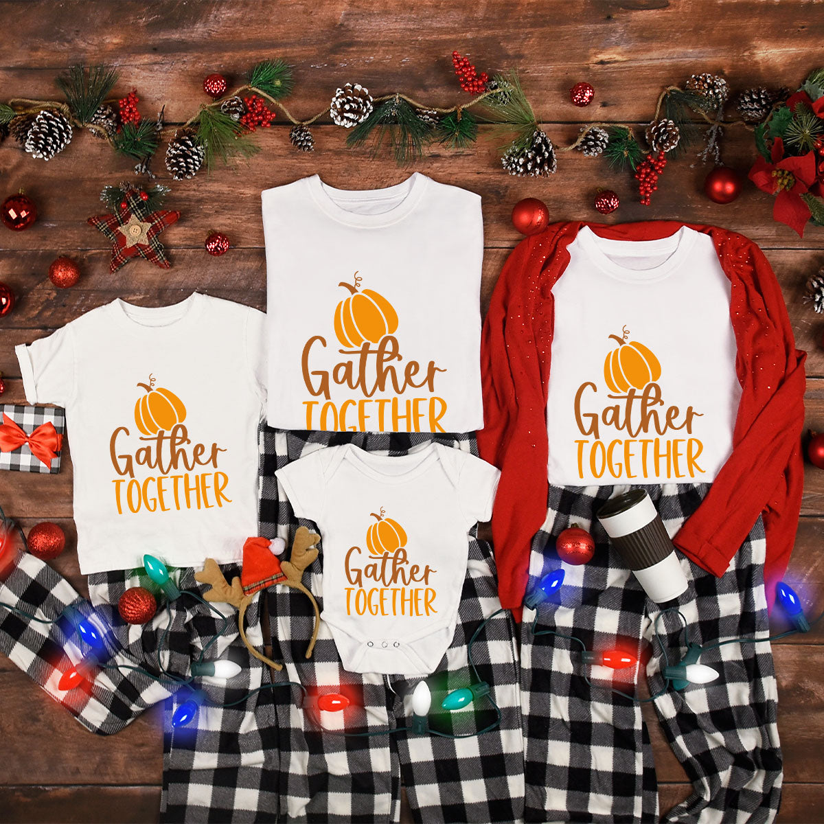 Fall Crewneck Sweatshirt, Thanksgiving Family Outfits, Pumpkin Graphic Tees, Autumn Clothing, Thankful Toddler Tshirt, Gather Together Shirt