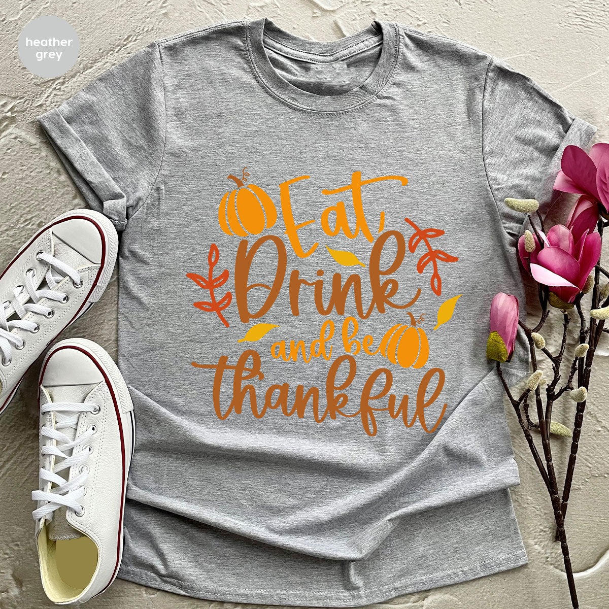 Cute Pumpkin T-Shirt, Fall Graphic Tees, Thankful Gifts, Thanksgiving Outfits, Autumn Crewneck Sweatshirt, Fall Leaves Vneck Shirt