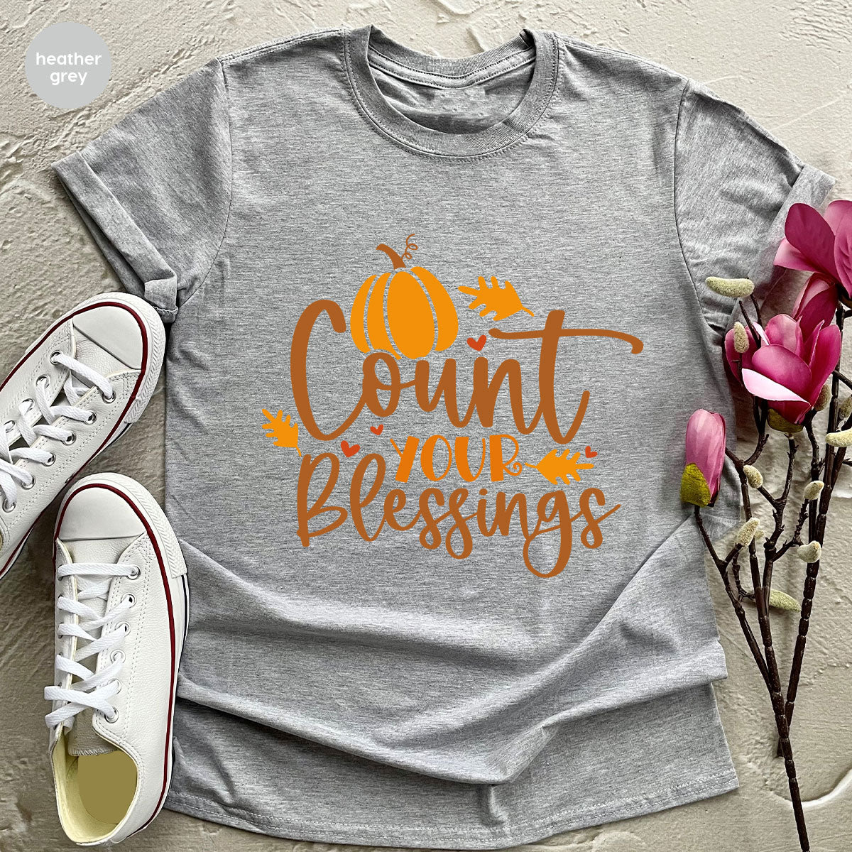 Cute Fall Outfit, Pumpkin Shirts, Gift for Her, Thanksgiving Clothing, Autumn Crewneck Sweatshirt, Blessed Vneck Tshirt, Leaves Graphic Tees