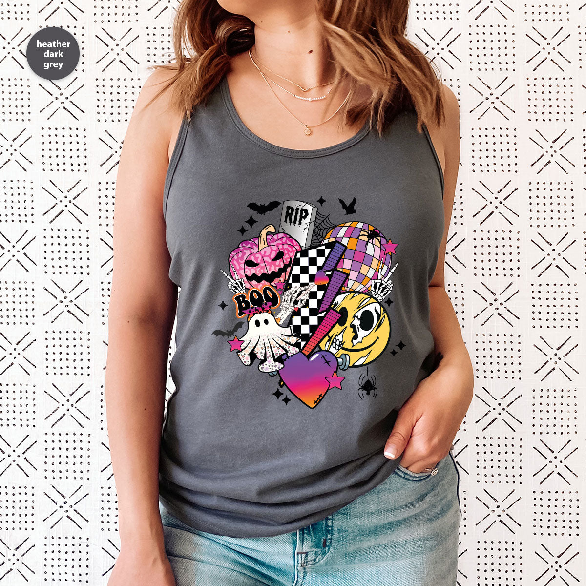 Retro Halloween Shirt, Spooky Pumpkin Shirt, Cool Checkered Outfit