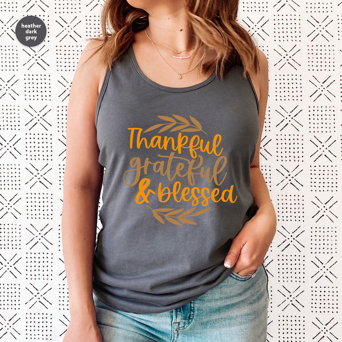 Fall Tshirt, Autumn Clothing, Gift for Her, Happy Thanksgiving Outfit, Leaves Graphic Tees, Thankful Grateful Blessed T-Shirt