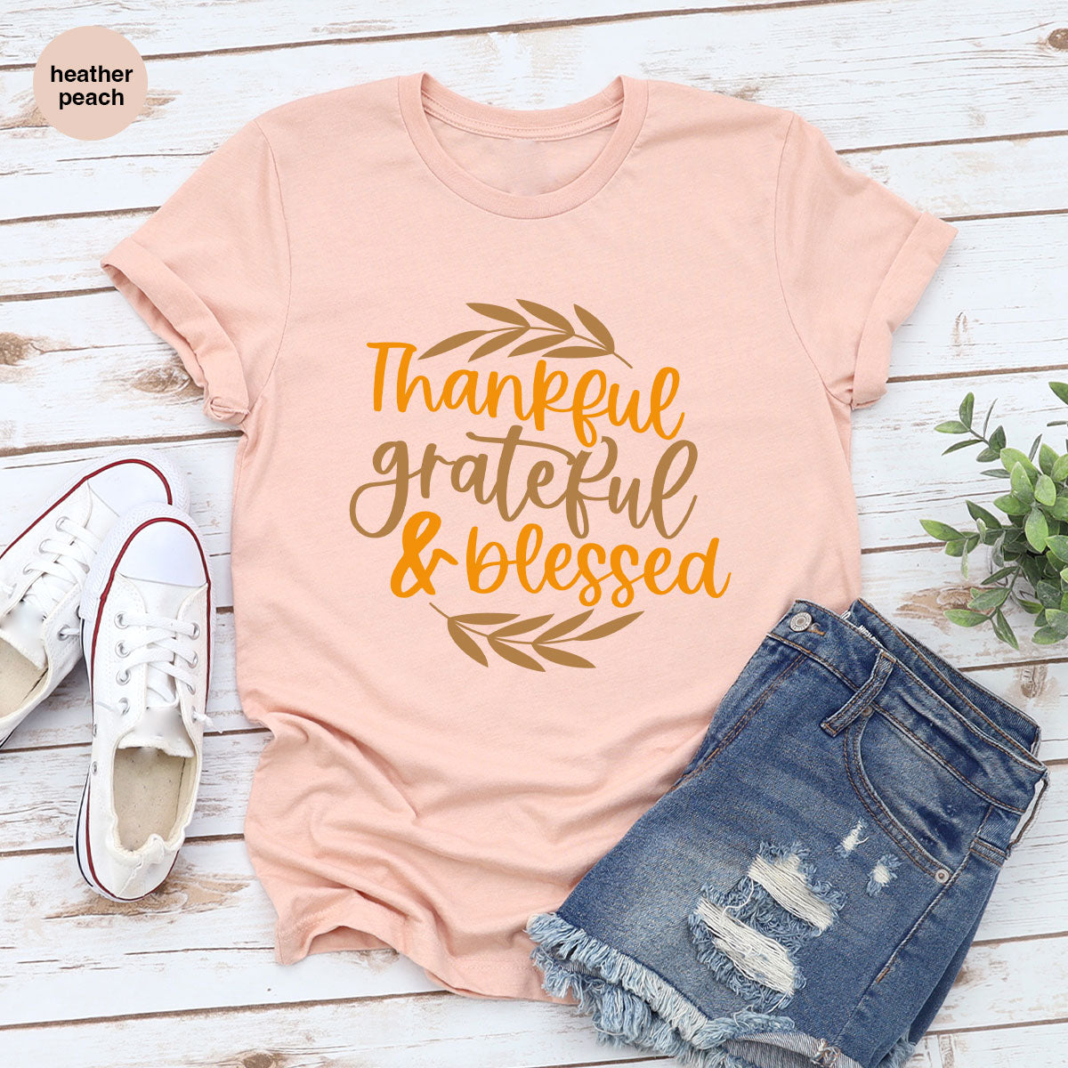 Fall Tshirt, Autumn Clothing, Gift for Her, Happy Thanksgiving Outfit, Leaves Graphic Tees, Thankful Grateful Blessed T-Shirt