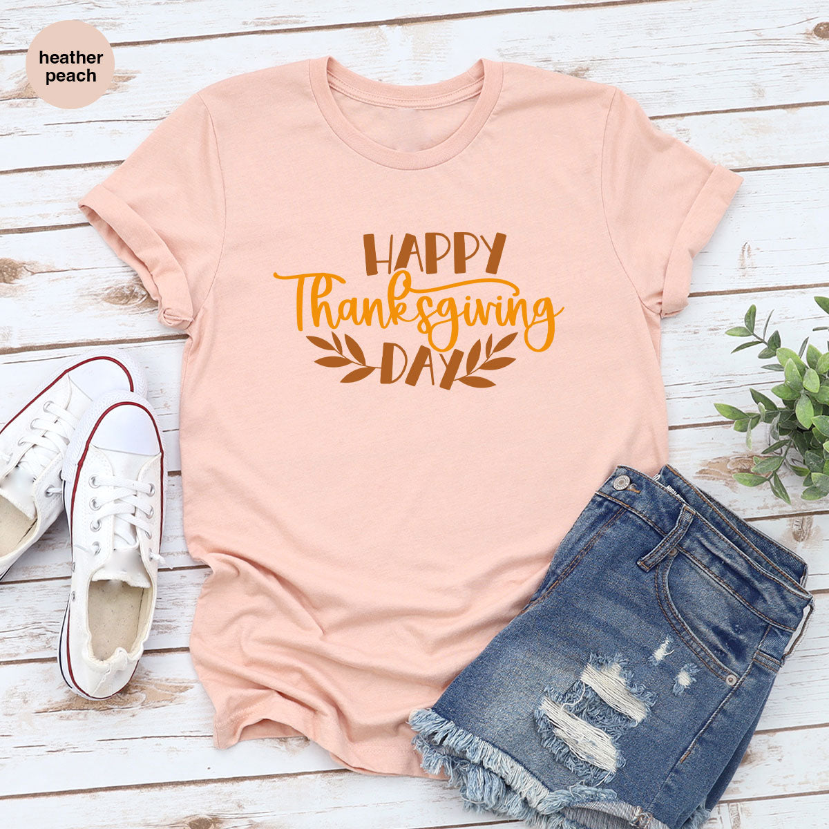 Happy Thanksgiving Day T-Shirt, Matching Family Shirts, Fall Crewneck Sweatshirt, Family Gifts, Leaves Graphic Tees, Autumn Vneck TShirt