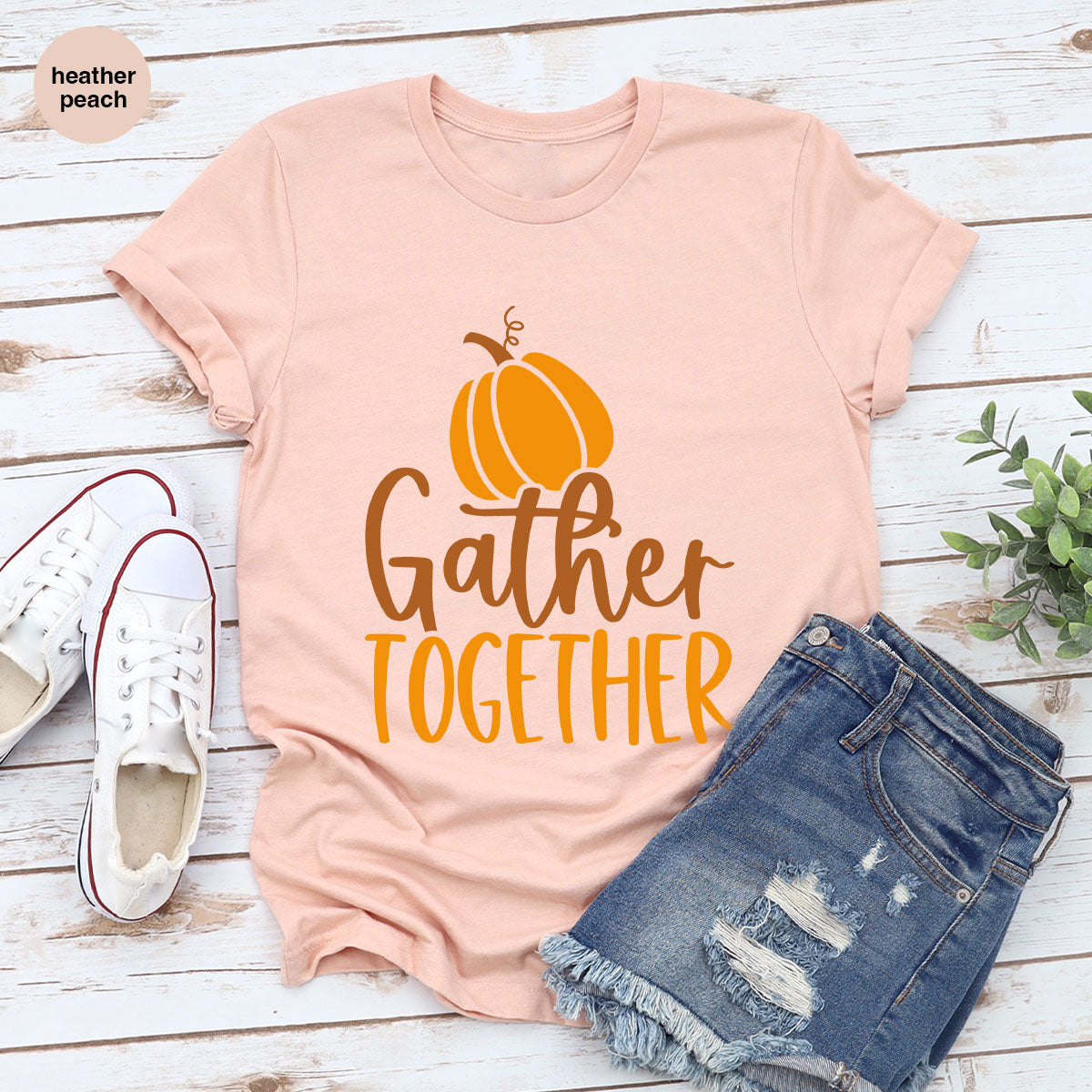 Fall Crewneck Sweatshirt, Thanksgiving Family Outfits, Pumpkin Graphic Tees, Autumn Clothing, Thankful Toddler Tshirt, Gather Together Shirt