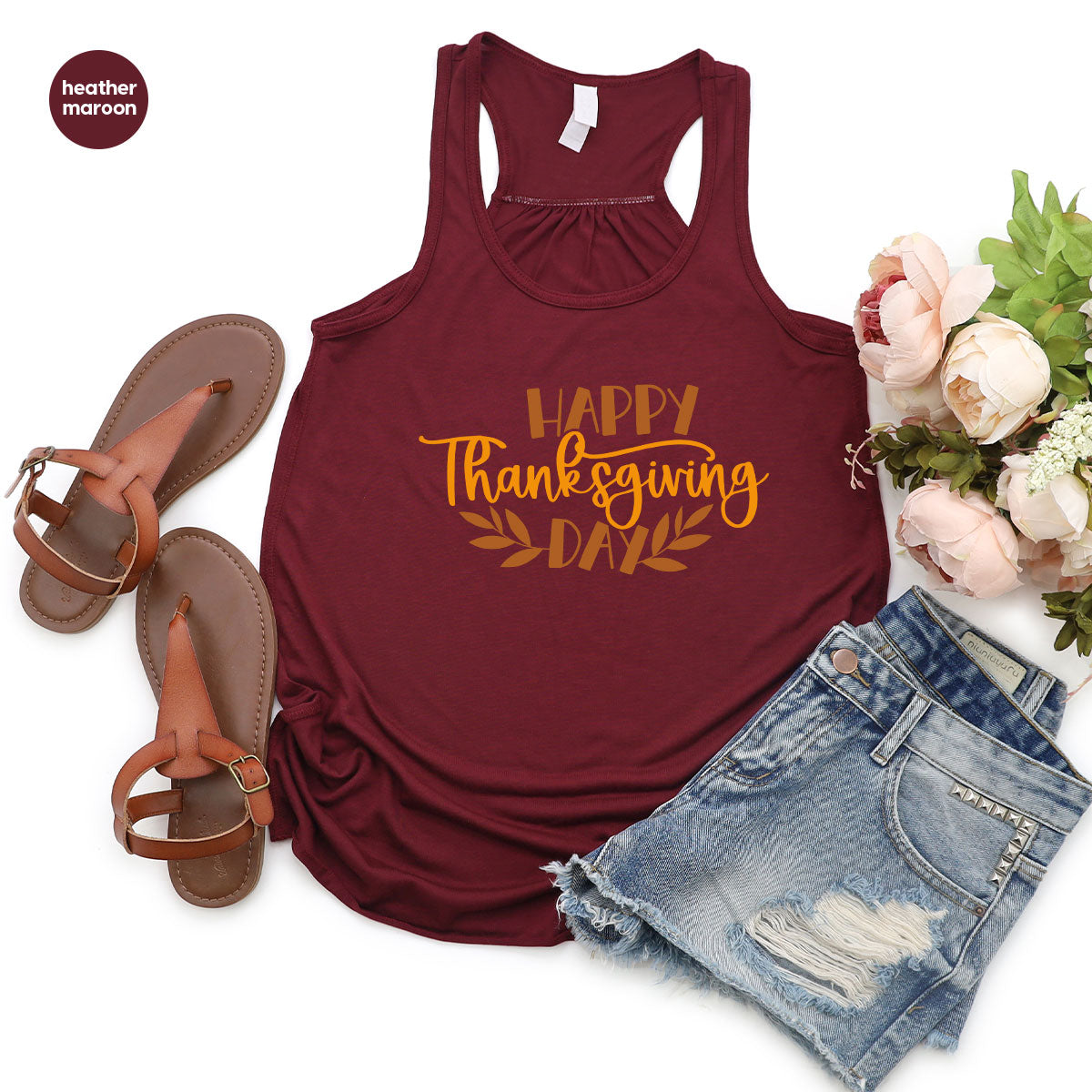 Happy Thanksgiving Day T-Shirt, Matching Family Shirts, Fall Crewneck Sweatshirt, Family Gifts, Leaves Graphic Tees, Autumn Vneck TShirt