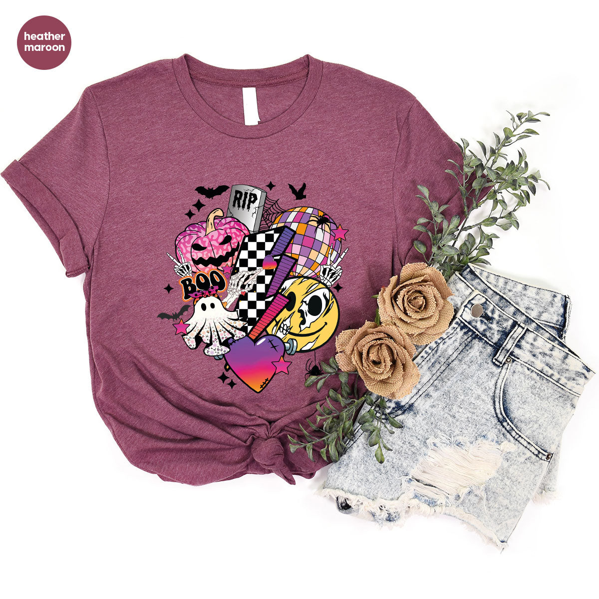 Retro Halloween Shirt, Spooky Pumpkin Shirt, Cool Checkered Outfit