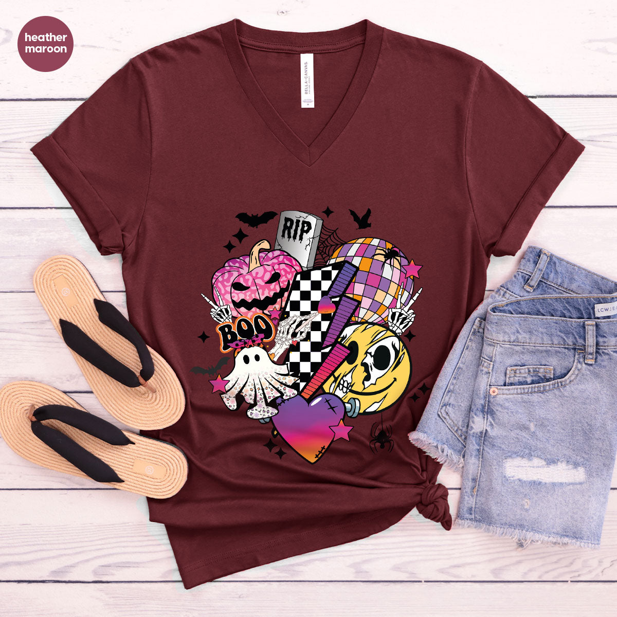 Retro Halloween Shirt, Spooky Pumpkin Shirt, Cool Checkered Outfit