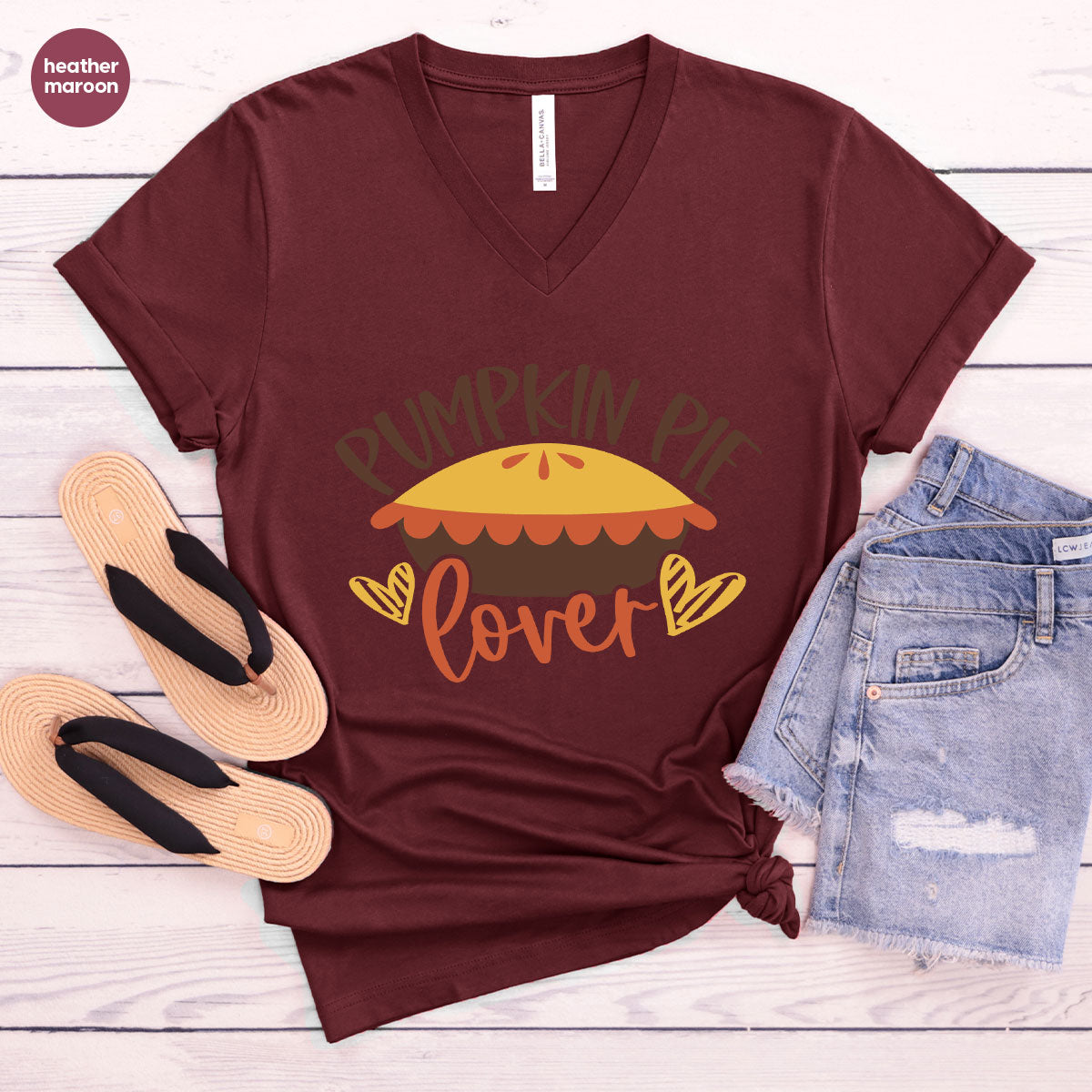 Kids Thanksgiving Shirts, Pumpkin Pie Graphic Tees, Gift for Her, Fall Crewneck Sweatshirt, Cute Toddler Clothes, Autumn Vneck T-Shirt