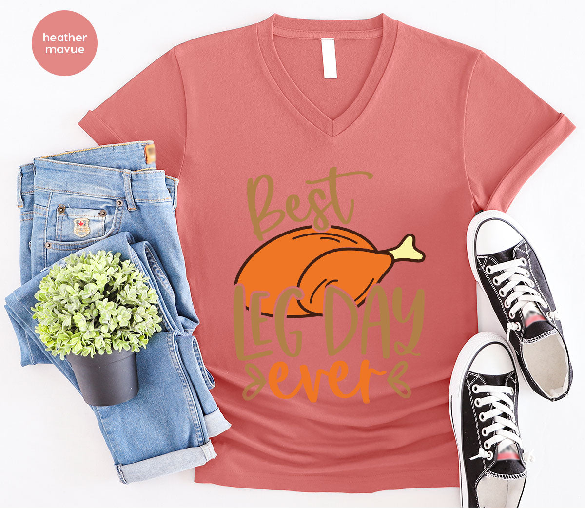 Funny Thanksgiving Shirts, Turkey Graphic Tees, Fall Crewneck Sweatshirt, Autumn Outfit, Matching Family TShirts, Best Leg Day Ever T-Shirt