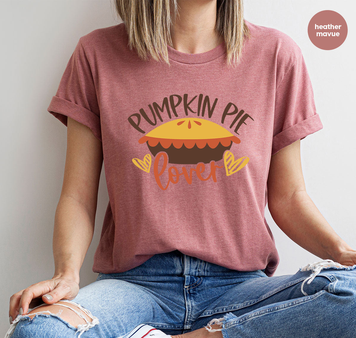 Kids Thanksgiving Shirts, Pumpkin Pie Graphic Tees, Gift for Her, Fall Crewneck Sweatshirt, Cute Toddler Clothes, Autumn Vneck T-Shirt