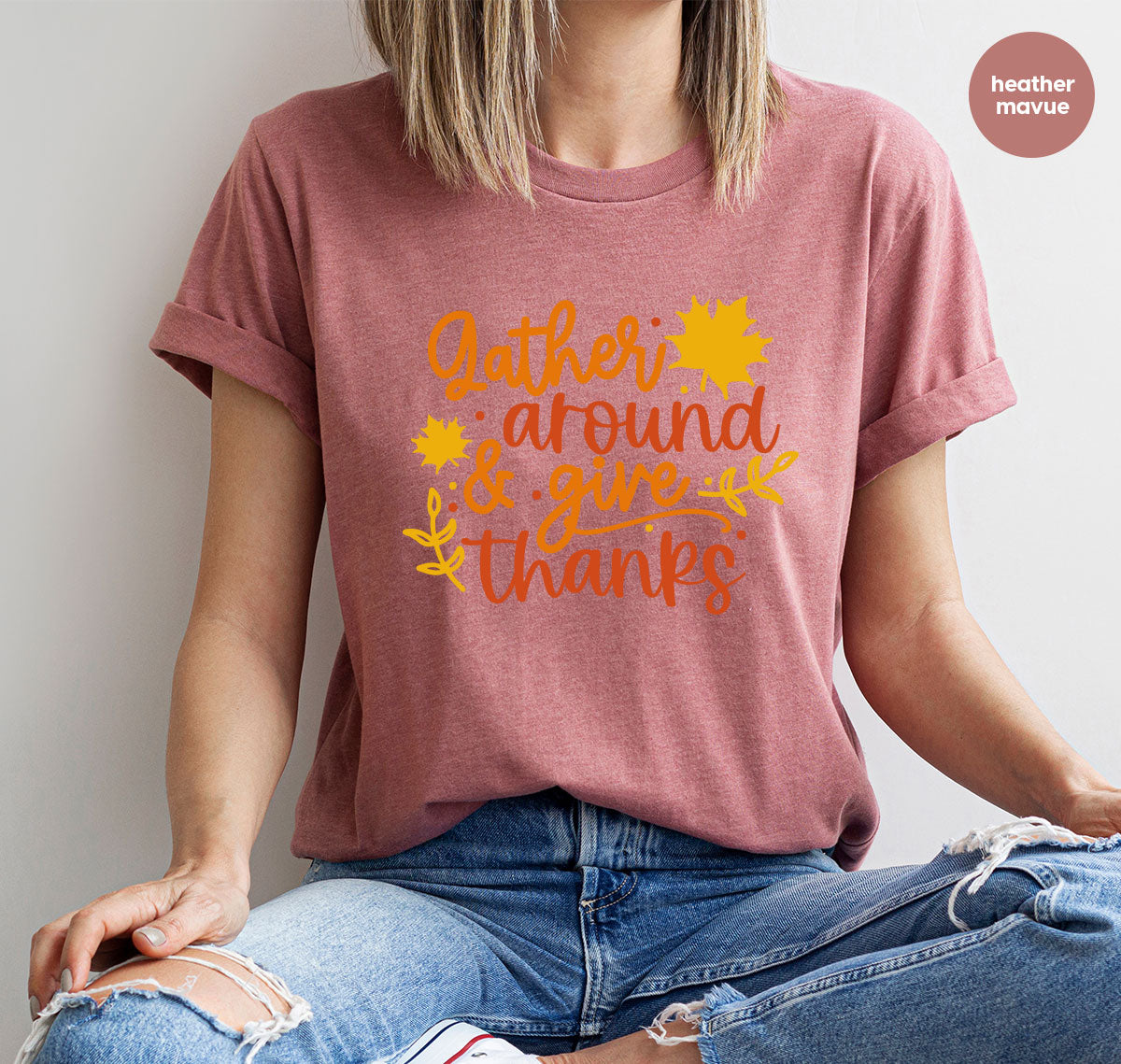 Thanksgiving Sweatshirts, Gifts for Family, Kids Fall Clothes, Leaves Graphic Tees, Autumn Toddler Outfits, Thankful Vneck TShirt